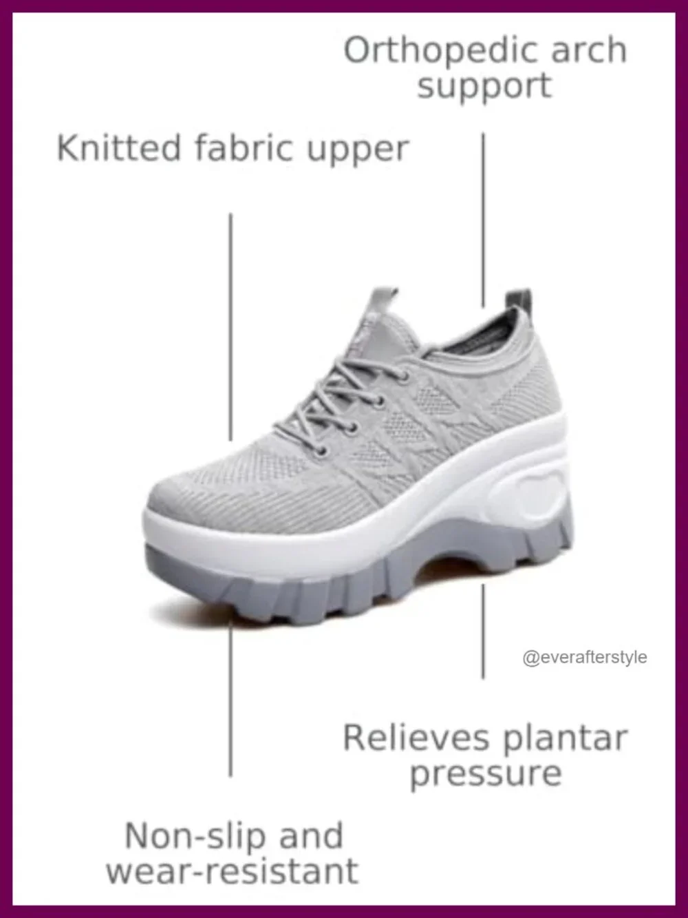 Chunky Platform Orthopedic Walking Shoes Knitted Breathable Lace Up Non-Slip